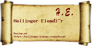 Hellinger Elemér névjegykártya